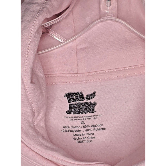 Tom And Jerry Cartoon Show Pink Hoodie Pullover XL Front Back Design P2P 24" - Picture 6 of 11
